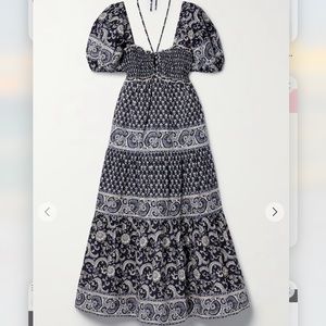 SEA Jasper tiered shirred floral-print cotton-poplin midi dress